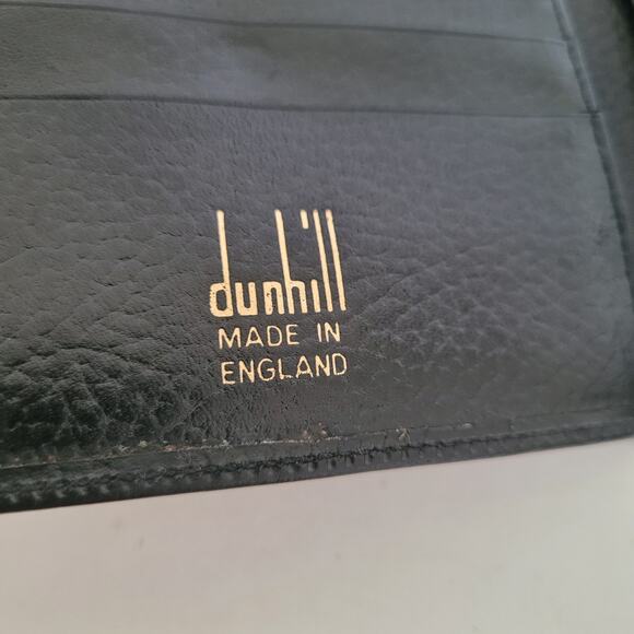 Dunhill Designer Mens Wallet Black Bifold Leather Folding Medium Logo Vintage - Picture 4 of 11